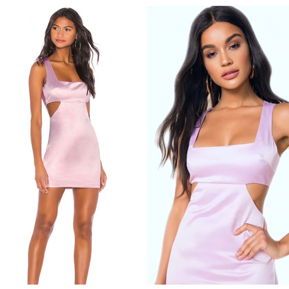 Superdown | Revolve Lynne Cut Out Satin Mini Dress in Lilac Small
